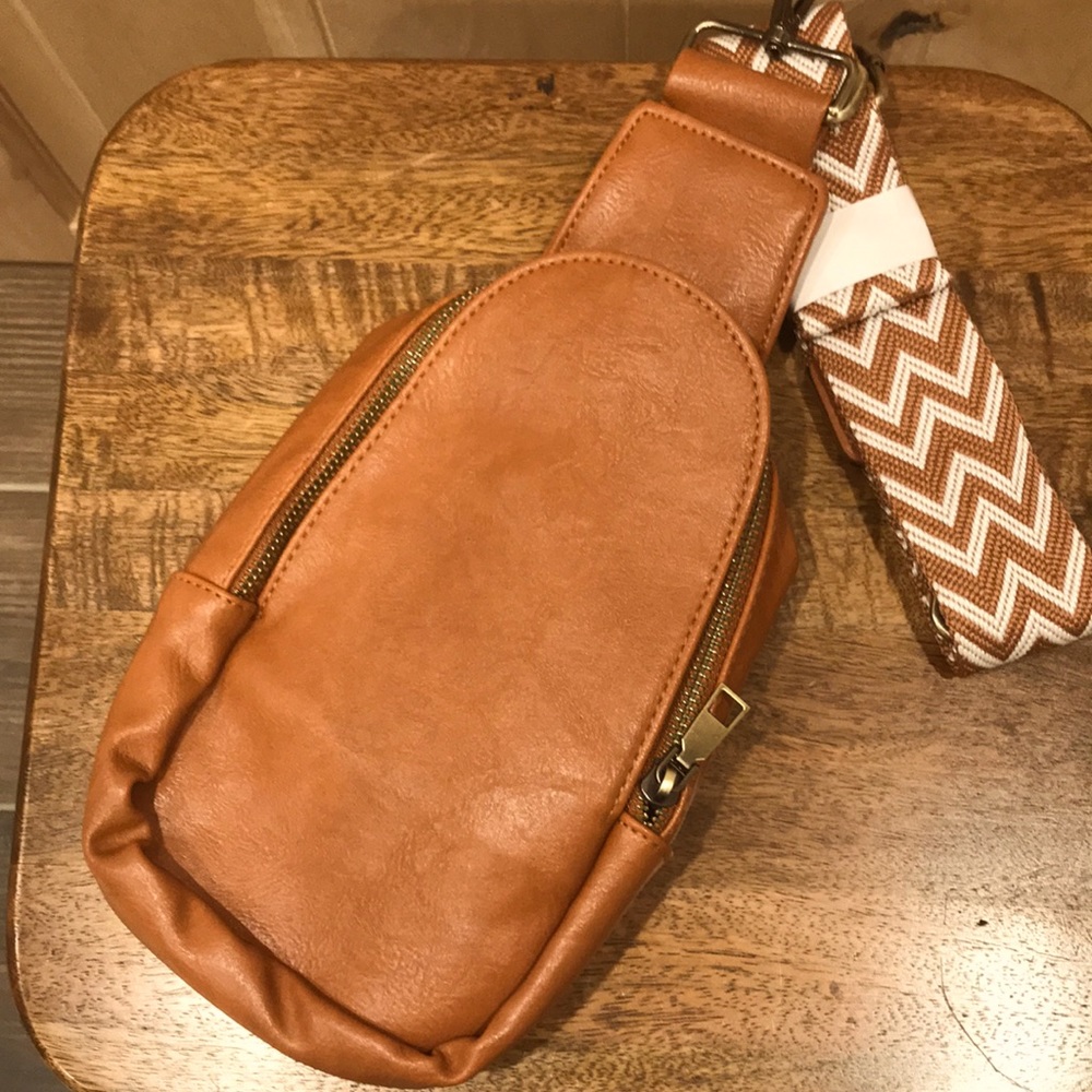 Cute leather brand new bum bag with guitar strap